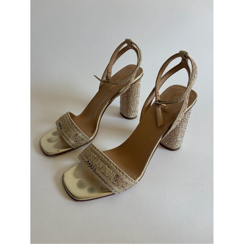 Christian Dior Dway Gold Crystals Sandal Heels
